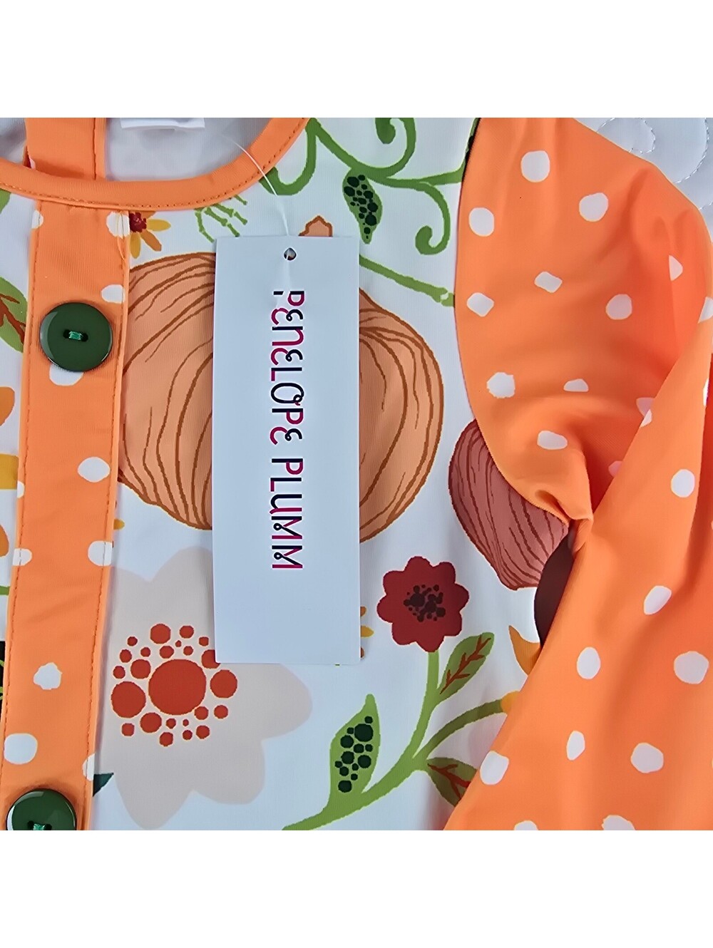 Penelope Plumm Girls Pumpkin Floral Fall Dress Orange Long Sleeve NWT Size 3T - Picture 3 of 8